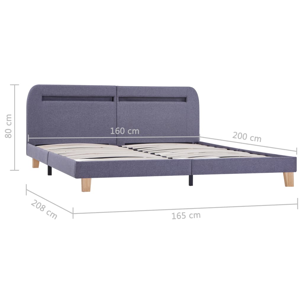 vidaXL Estructura cama con LED sin colchón tela gris claro 160x200 cm