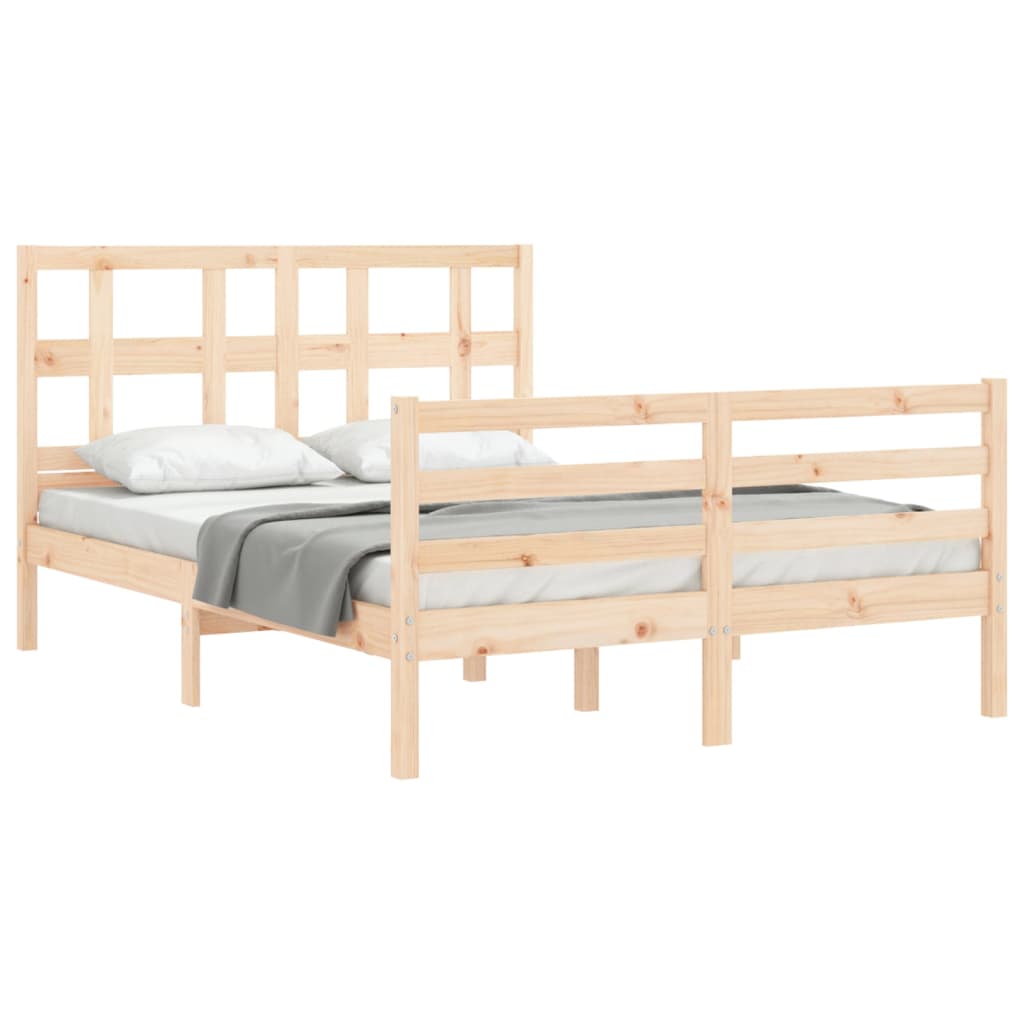 vidaXL Estructura de cama con cabecero madera maciza 140x190 cm