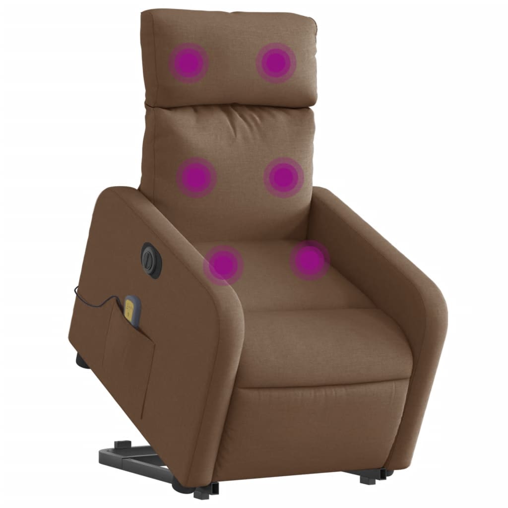 vidaXL Sillón de masaje eléctrico reclinable elevable tela marrón