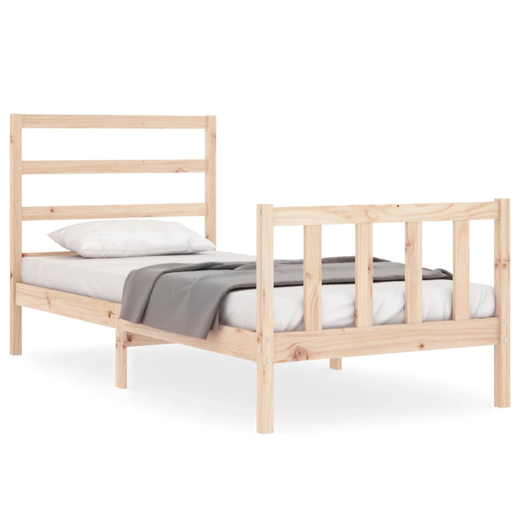 vidaXL Estructura de cama con cabecero madera maciza 90x190 cm