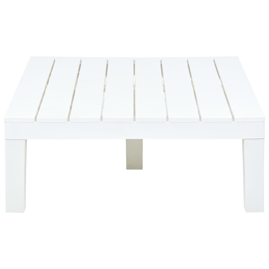 vidaXL Mesa de jardín de plástico blanco 78x78x31 cm