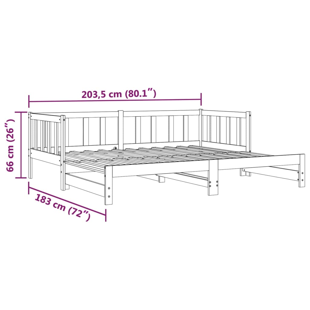 vidaXL Sofá cama extraíble madera maciza de pino blanco 2x(90x200) cm