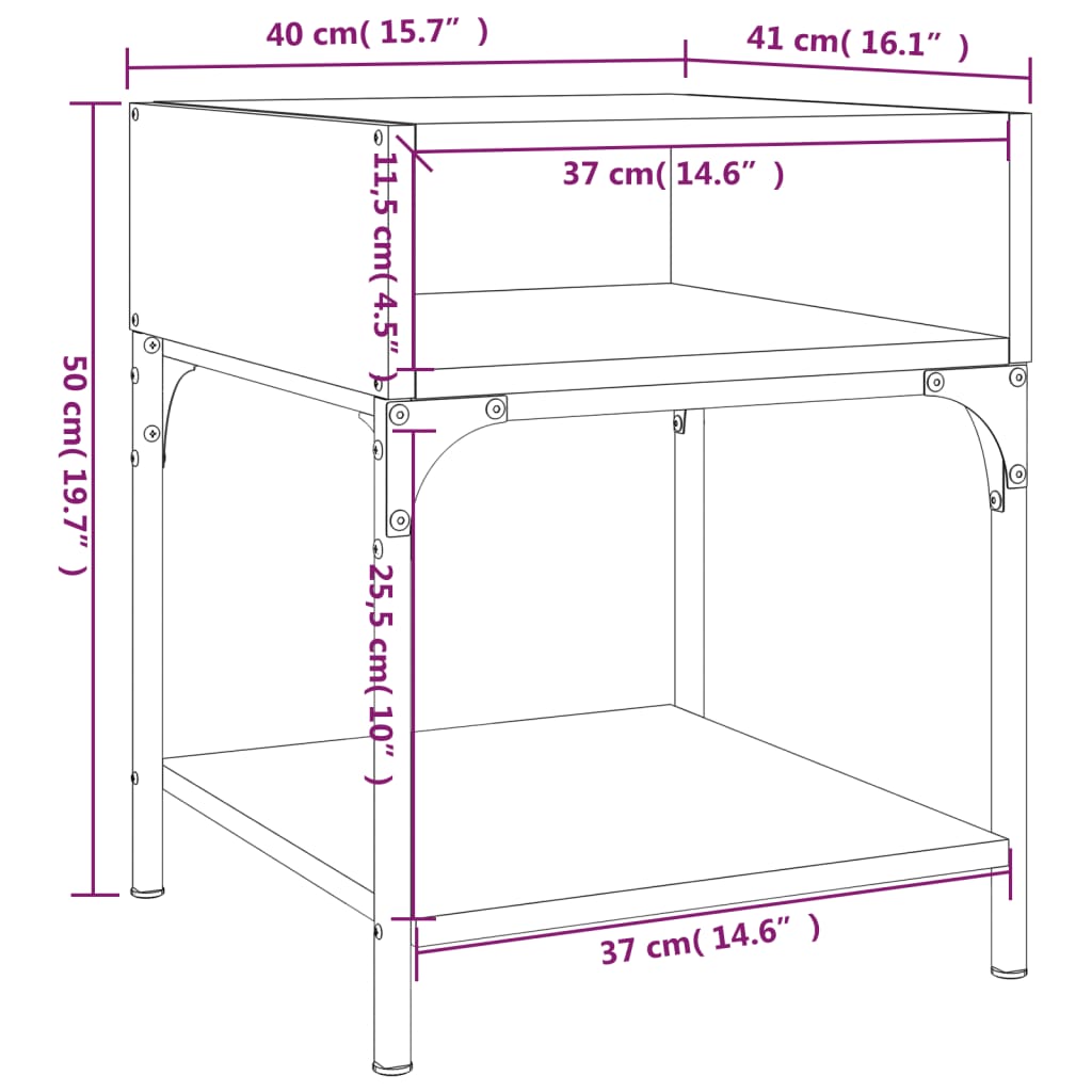 vidaXL Mesitas noche 2 uds madera ingeniería roble Sonoma 40x41x50 cm