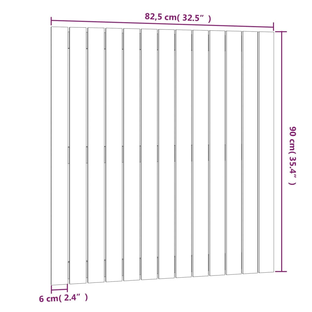 vidaXL Cabecero cama pared madera maciza pino marrón miel 82,5x3x90 cm