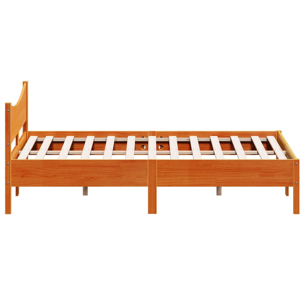 vidaXL Cama sin colchón madera maciza pino marrón cera 150x200 cm