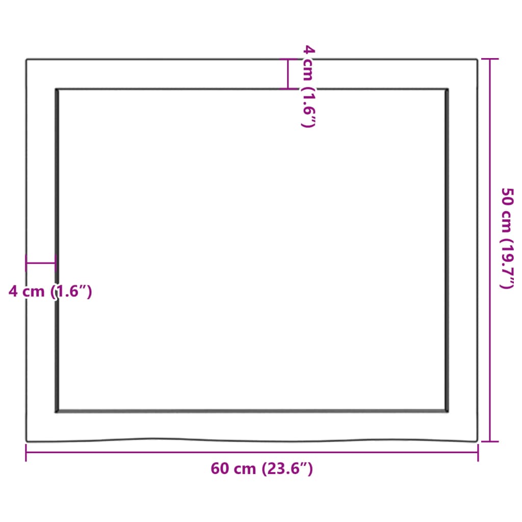 vidaXL Tablero mesa madera roble tratada marrón claro 60x50x(2-4) cm