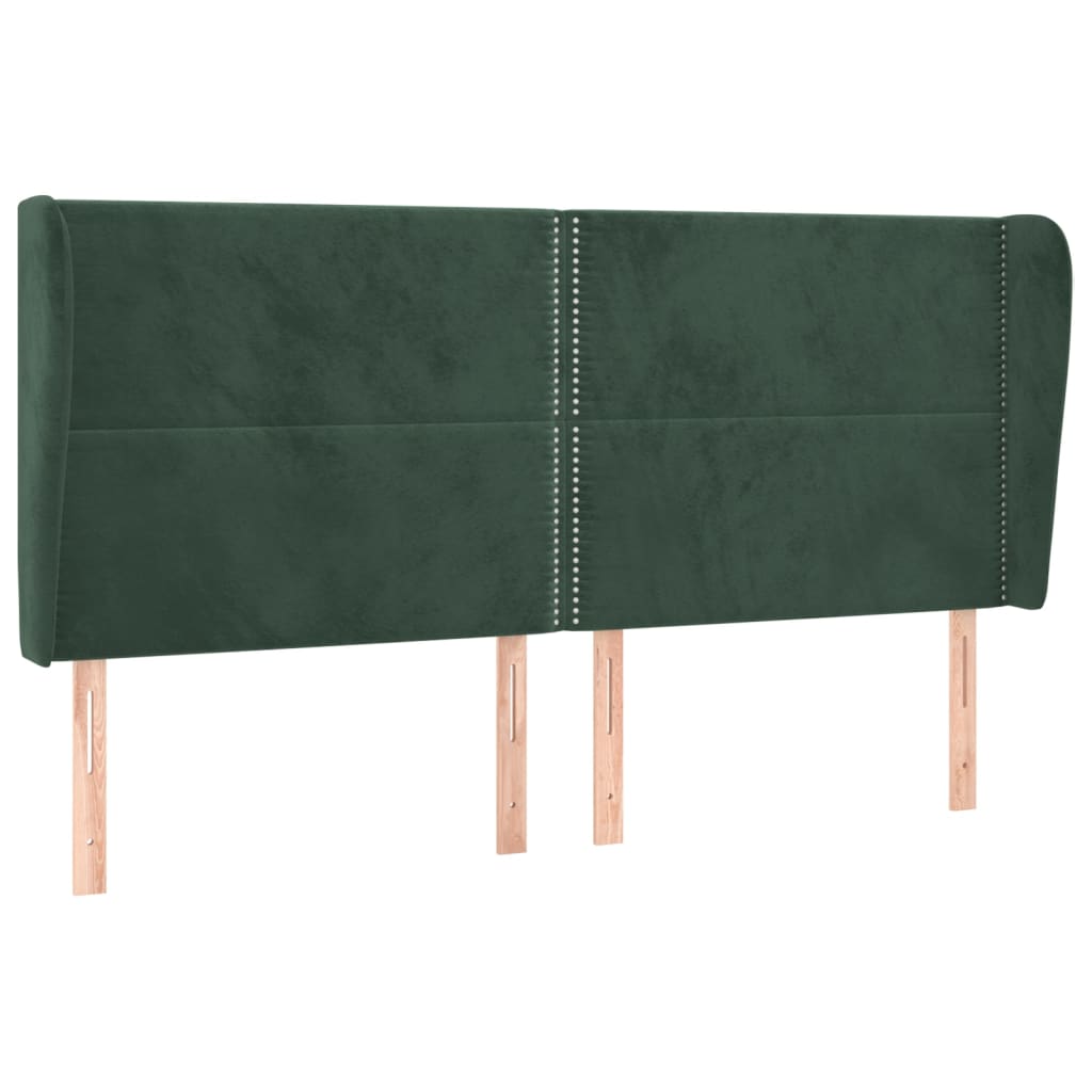 vidaXL Cabecero con orejas de terciopelo verde oscuro 203x23x118/128cm