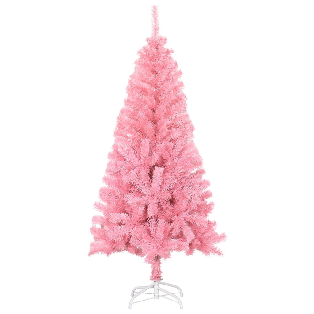 vidaXL Árbol de Navidad artificial con soporte PVC rosa 150 cm