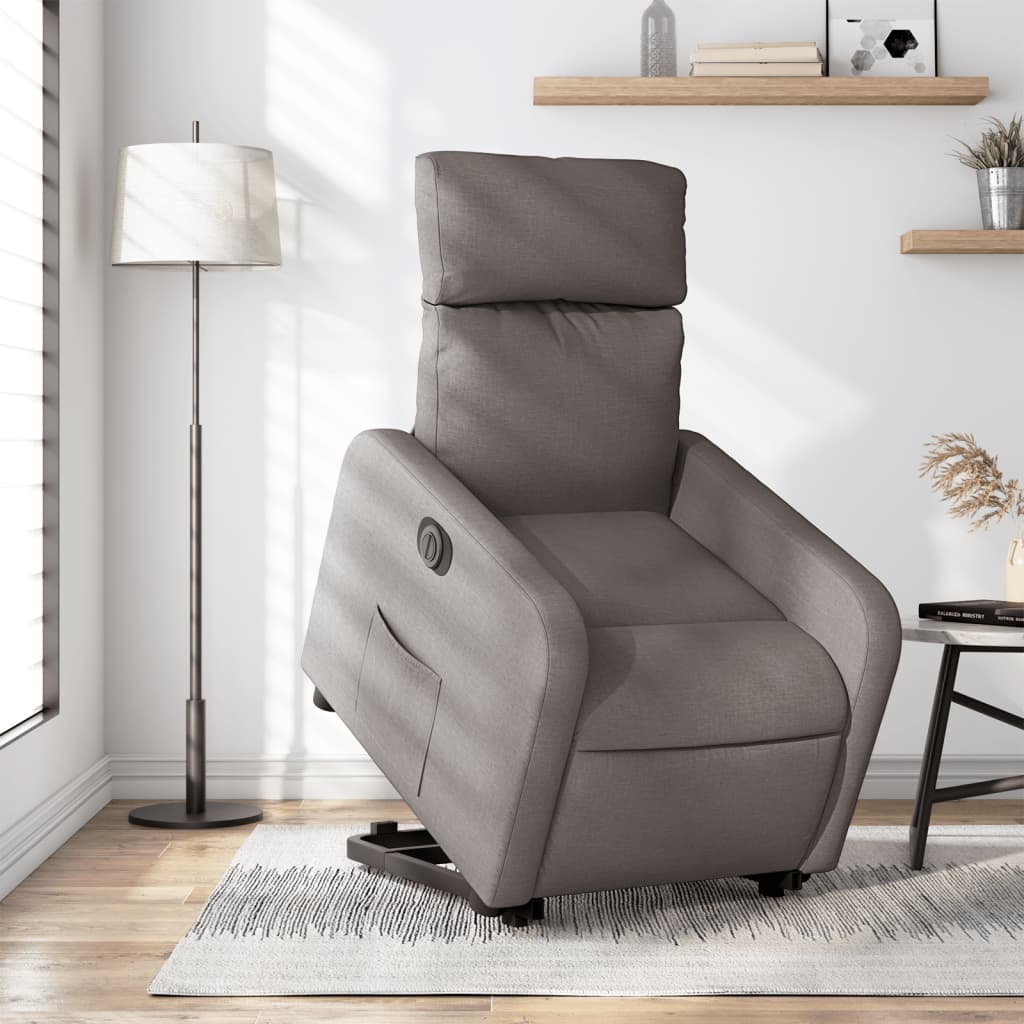 vidaXL Sillón eléctrico reclinable elevable de tela gris taupe