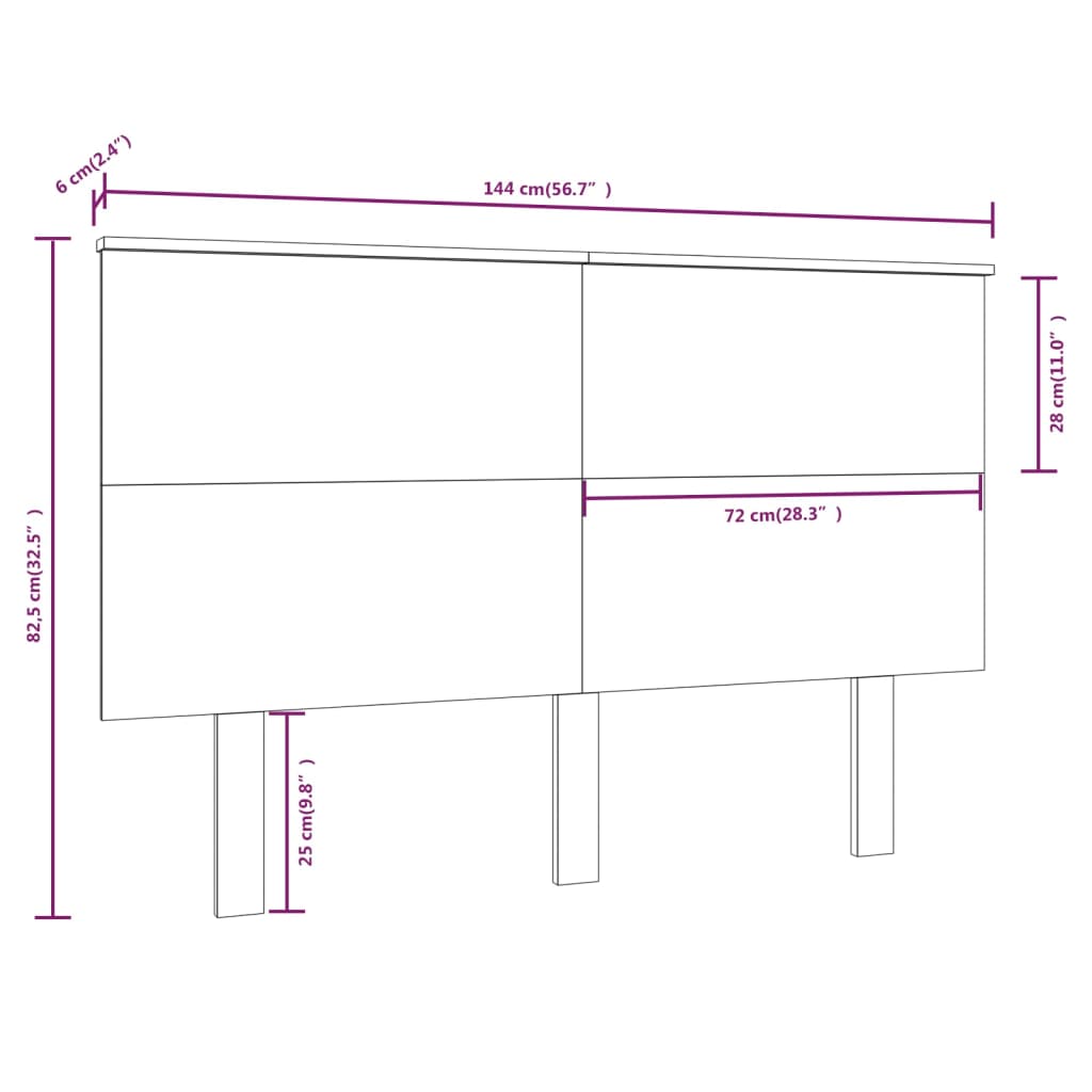 vidaXL Cabecero de cama madera maciza de pino gris 144x6x82,5 cm