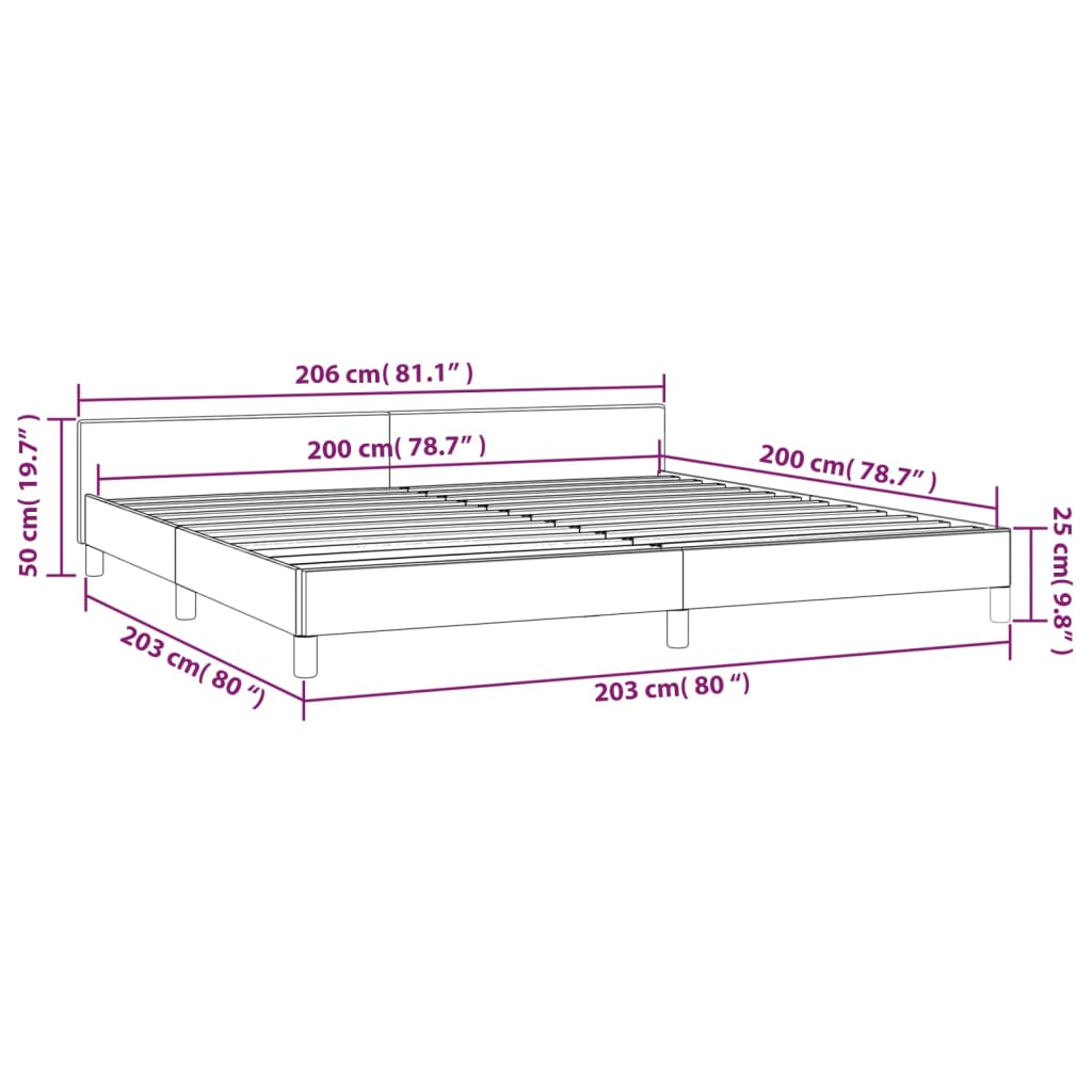 vidaXL Cama sin colchón tela color crema 200x200 cm