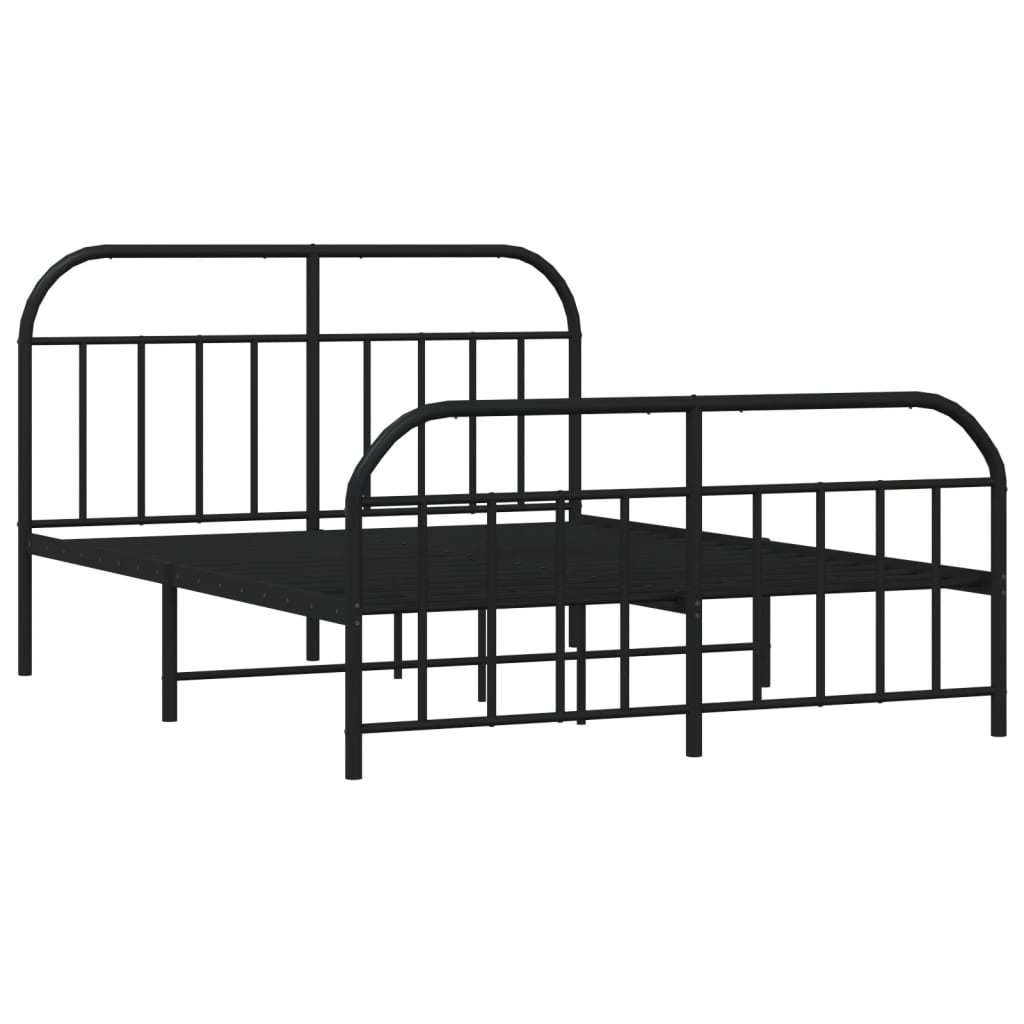 vidaXL Estructura cama sin colchón con estribo metal negro 135x190 cm