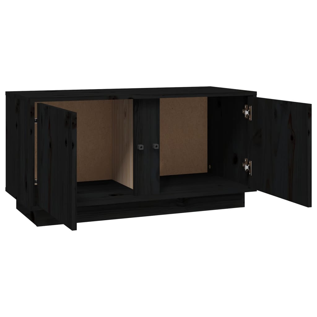 vidaXL Mueble de TV madera maciza de pino negro 80x35x40,5 cm