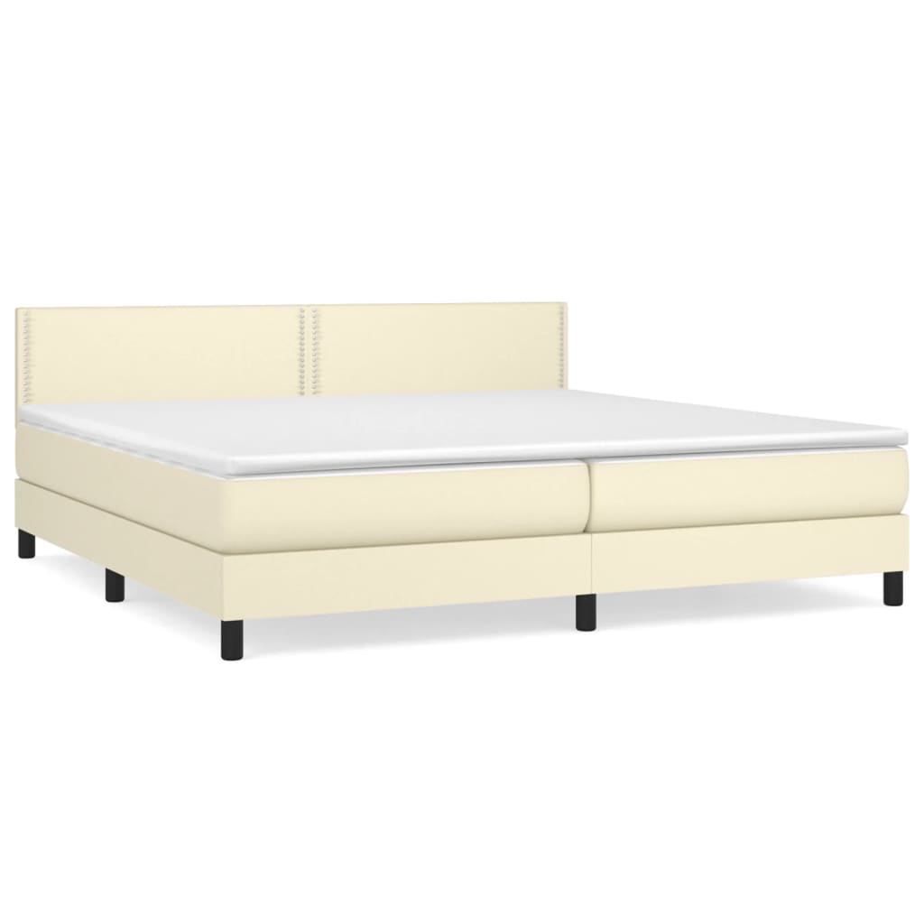 vidaXL Cama box spring con colchón cuero sintético crema 200x200 cm