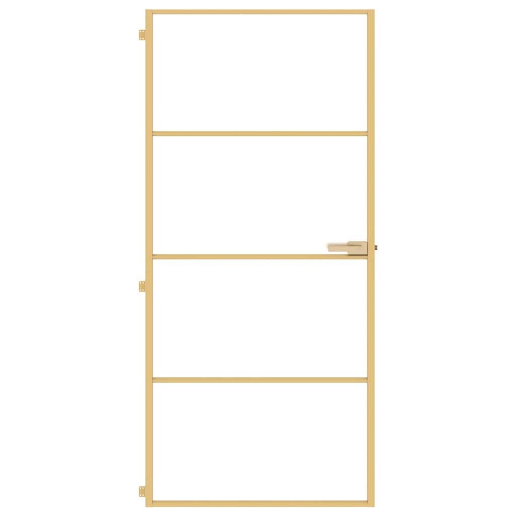 vidaXL Puerta de interior dorada vidrio templado y aluminio 93x201,5cm