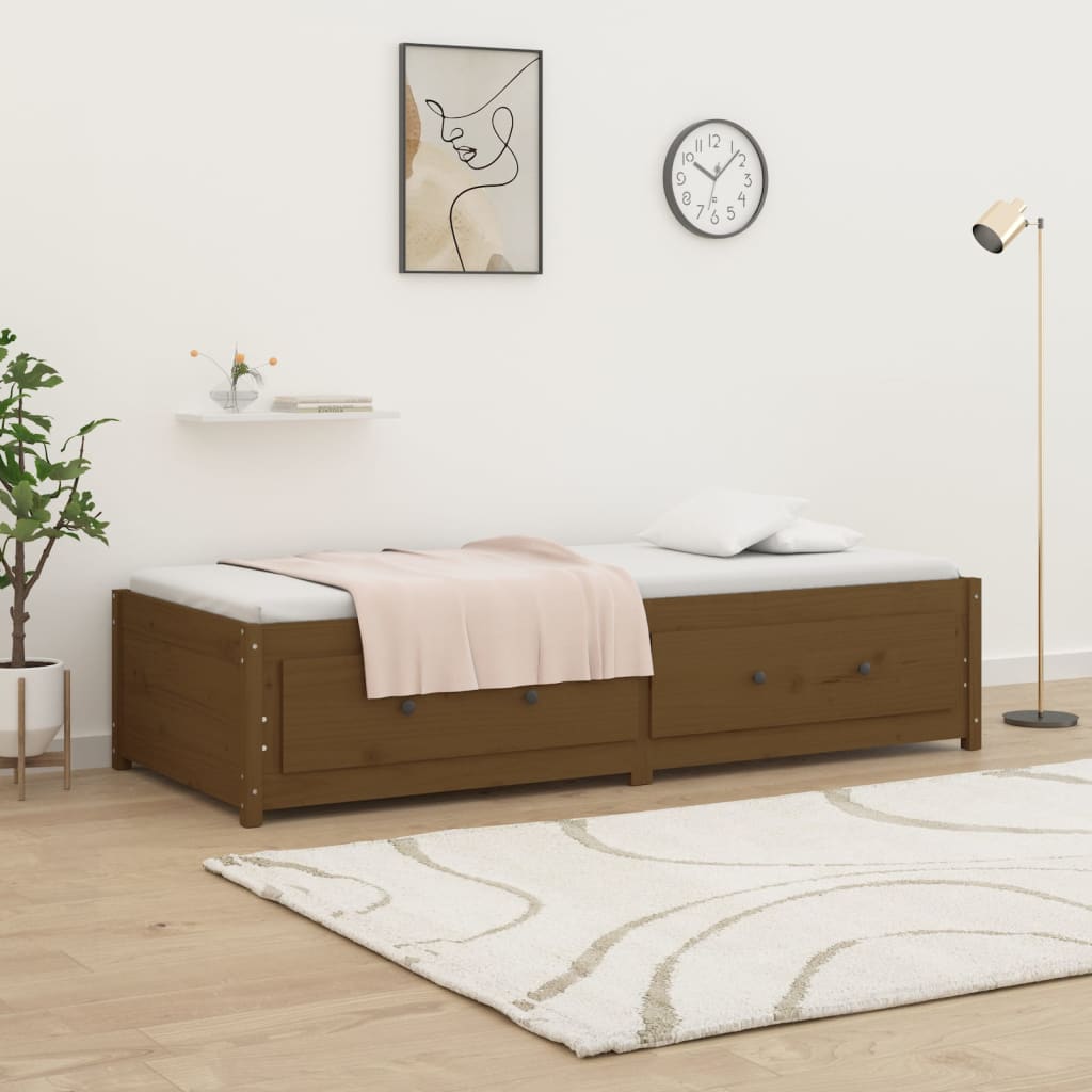 vidaXL Sofá cama madera maciza de pino marrón miel 90x200 cm