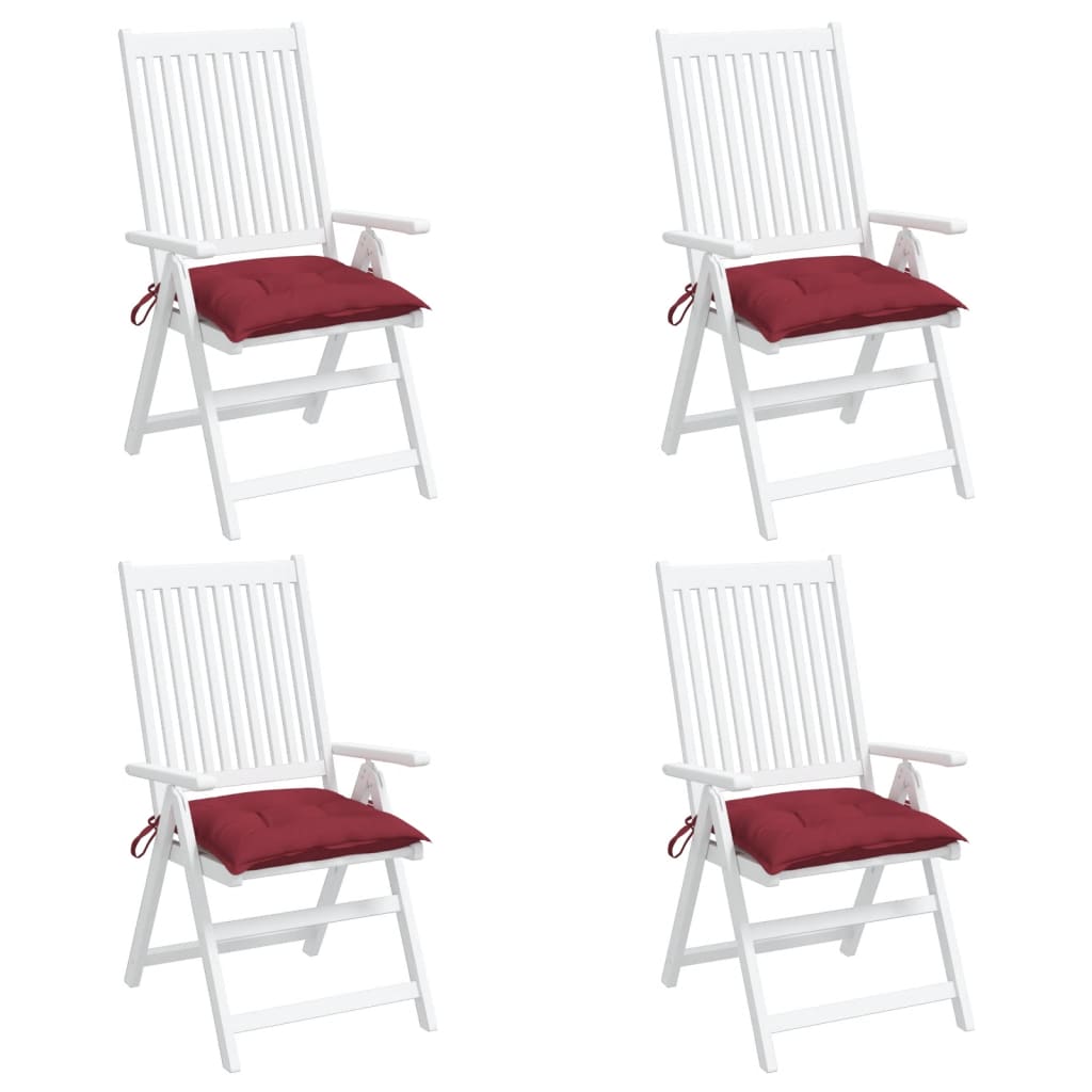 vidaXL Cojines silla de jardín 4 uds tela Oxford rojo tinto 40x40x7 cm