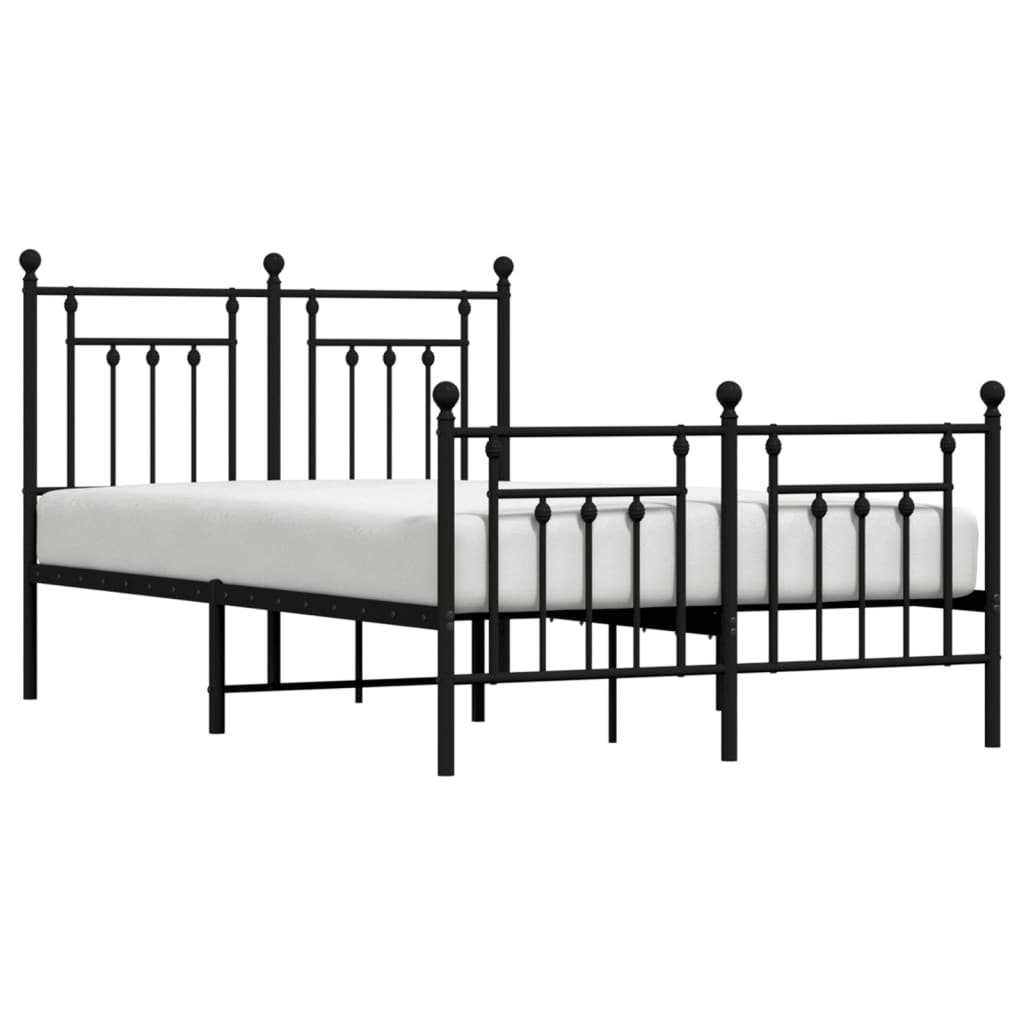 vidaXL Estructura de cama cabecero y estribo metal negro 135x190 cm