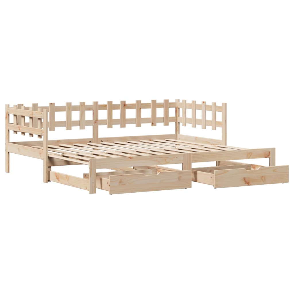 vidaXL Sofá cama nido con cajones madera maciza de pino 80x200 cm