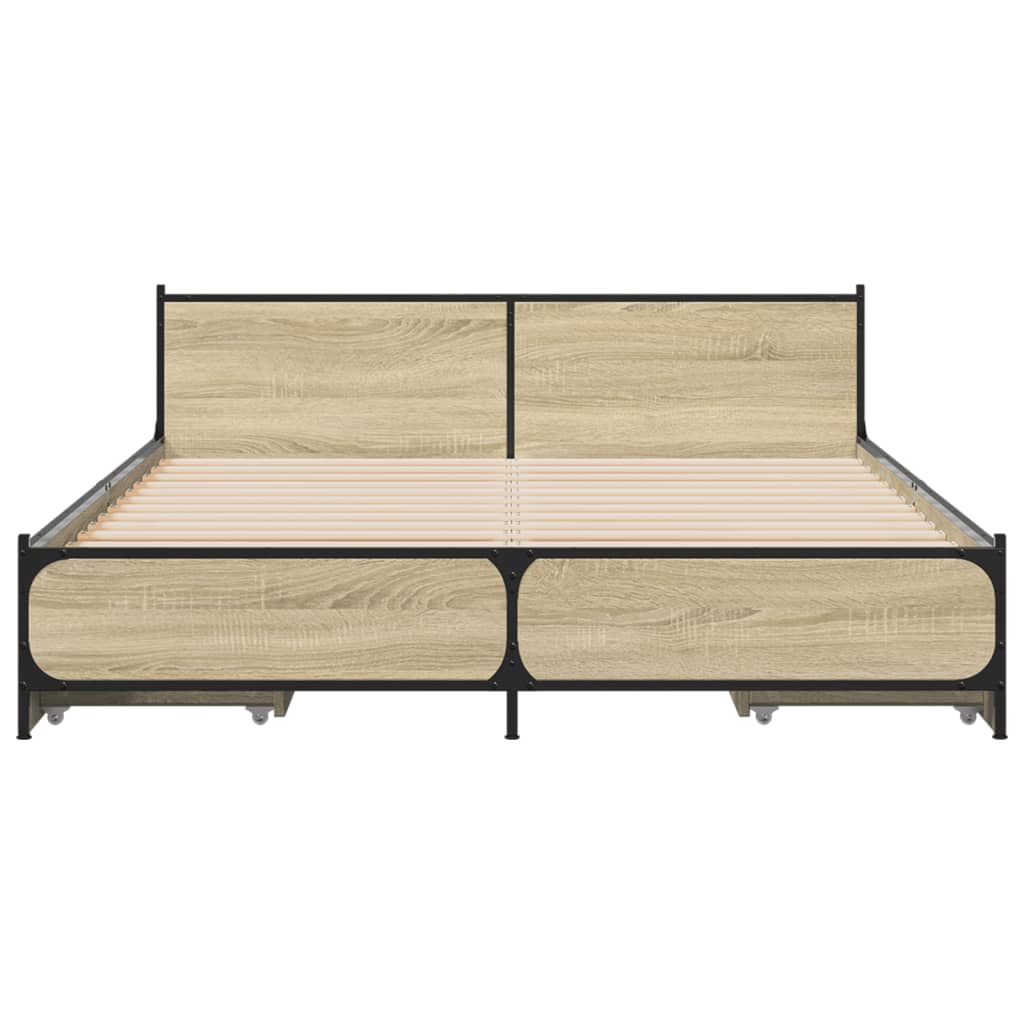 vidaXL Cama con cajones madera de ingeniería roble Sonoma 120x190 cm