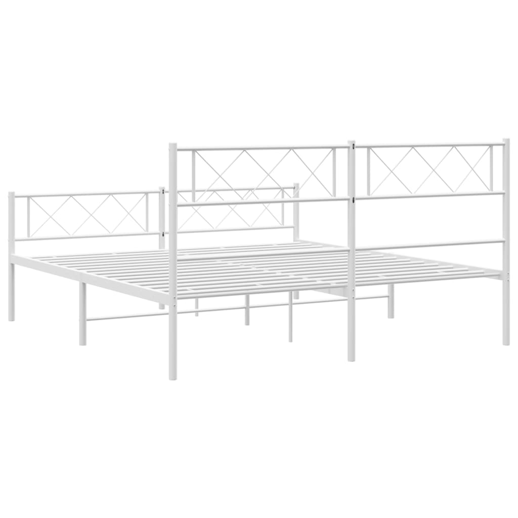 vidaXL Estructura cama sin colchón con estribo metal blanco 150x200 cm