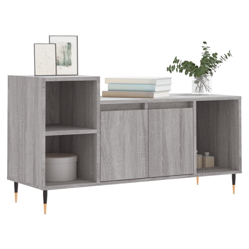 vidaXL Mueble de TV madera contrachapada gris Sonoma 100x35x55 cm