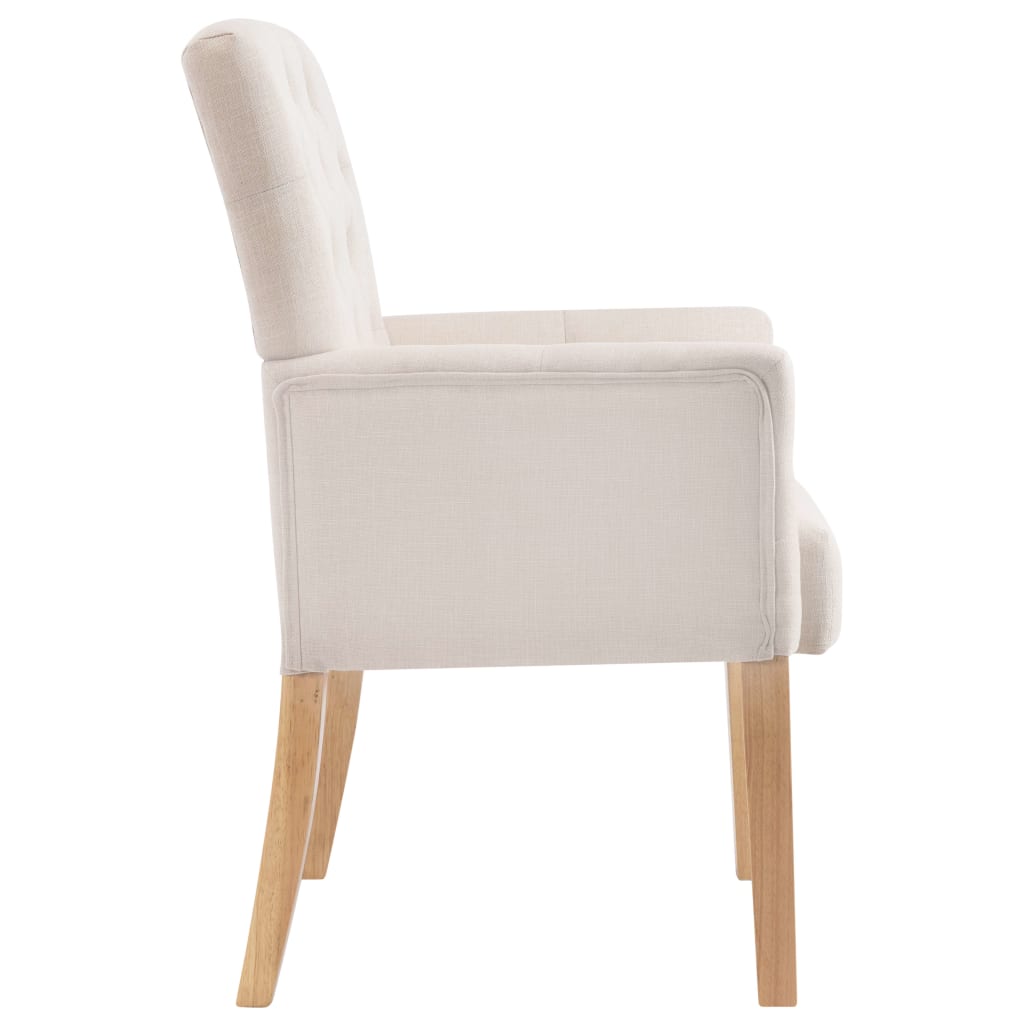 vidaXL Sillas de comedor con reposabrazos 4 unidades de tela beige