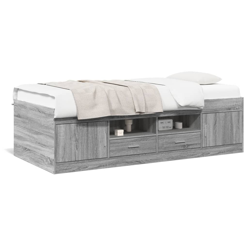 vidaXL Sofá cama con cajones sin colchón gris Sonoma 90x190 cm