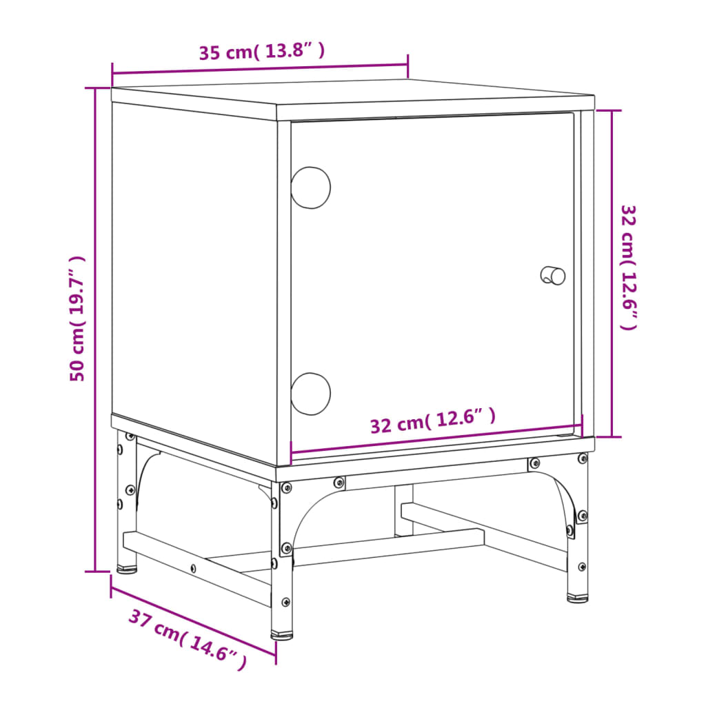 vidaXL Mesitas de noche con puertas de vidrio 2 uds negro 35x37x50 cm