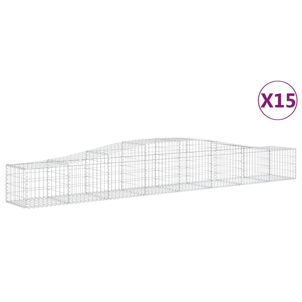 vidaXL Cestas de gaviones 15 uds forma de arco hierro 400x50x40/60 cm