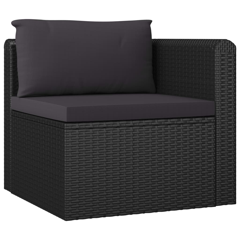 vidaXL Set muebles de jardín 9 piezas y cojines ratán sintético negro