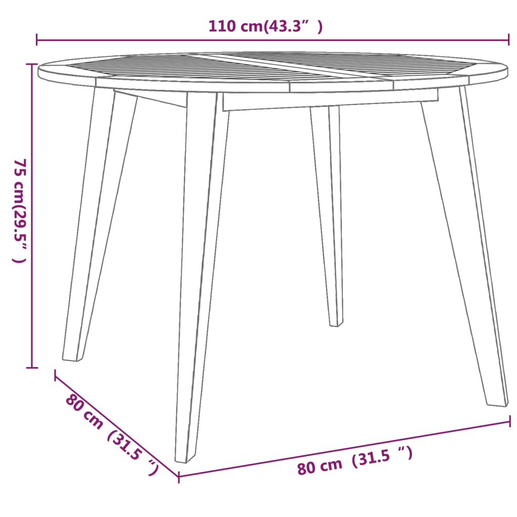 vidaXL Juego de comedor de jardín 5 piezas madera maciza de acacia