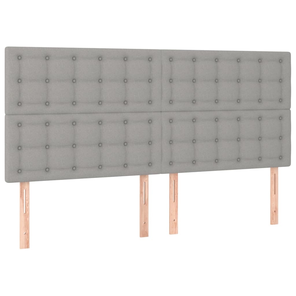 vidaXL Cabeceros 4 unidades de tela gris claro 90x5x78/88 cm