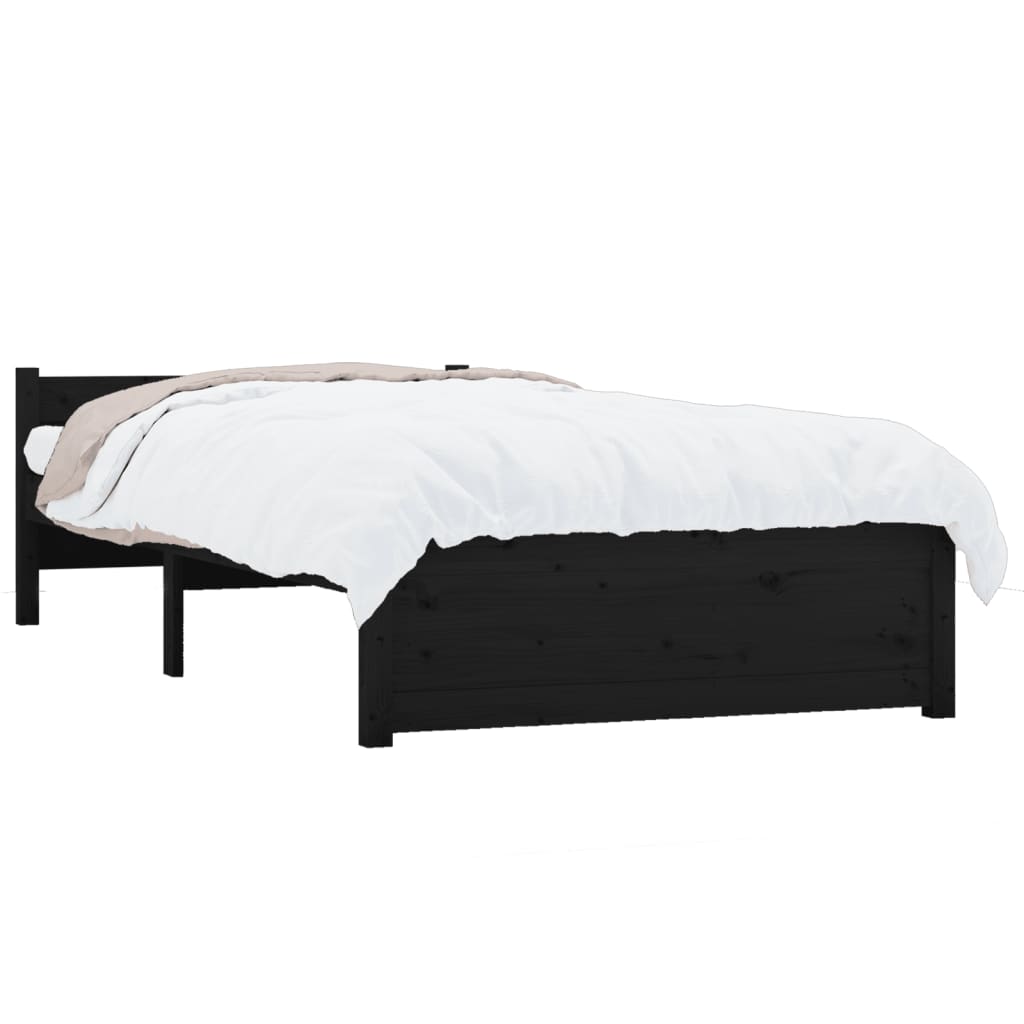 vidaXL Estructura de cama madera maciza individual negra 75x190 cm