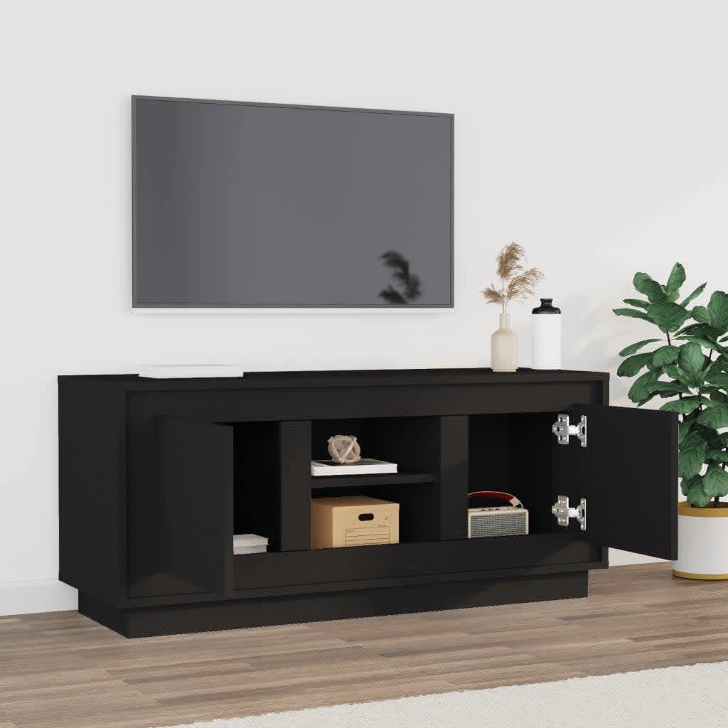 vidaXL Mueble de TV madera contrachapada negro 102x35x45 cm