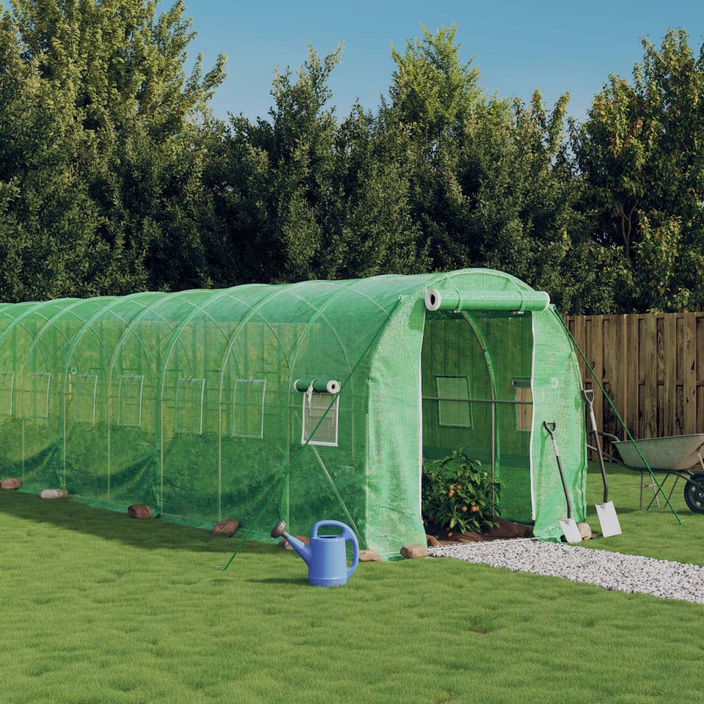 vidaXL Invernadero con estructura de acero verde 40 m² 20x2x2 m