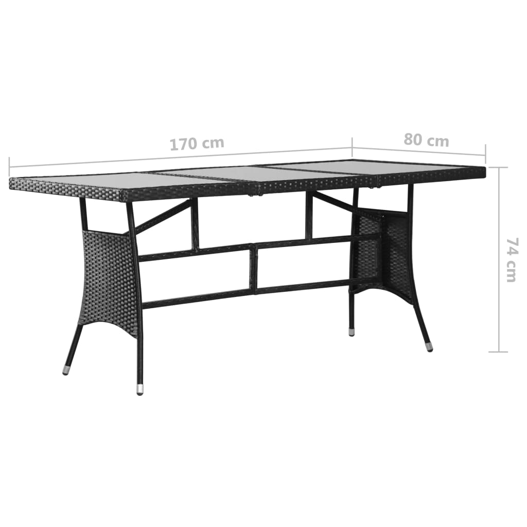 vidaXL Juego de comedor para jardín 9 piezas ratán sintético negro