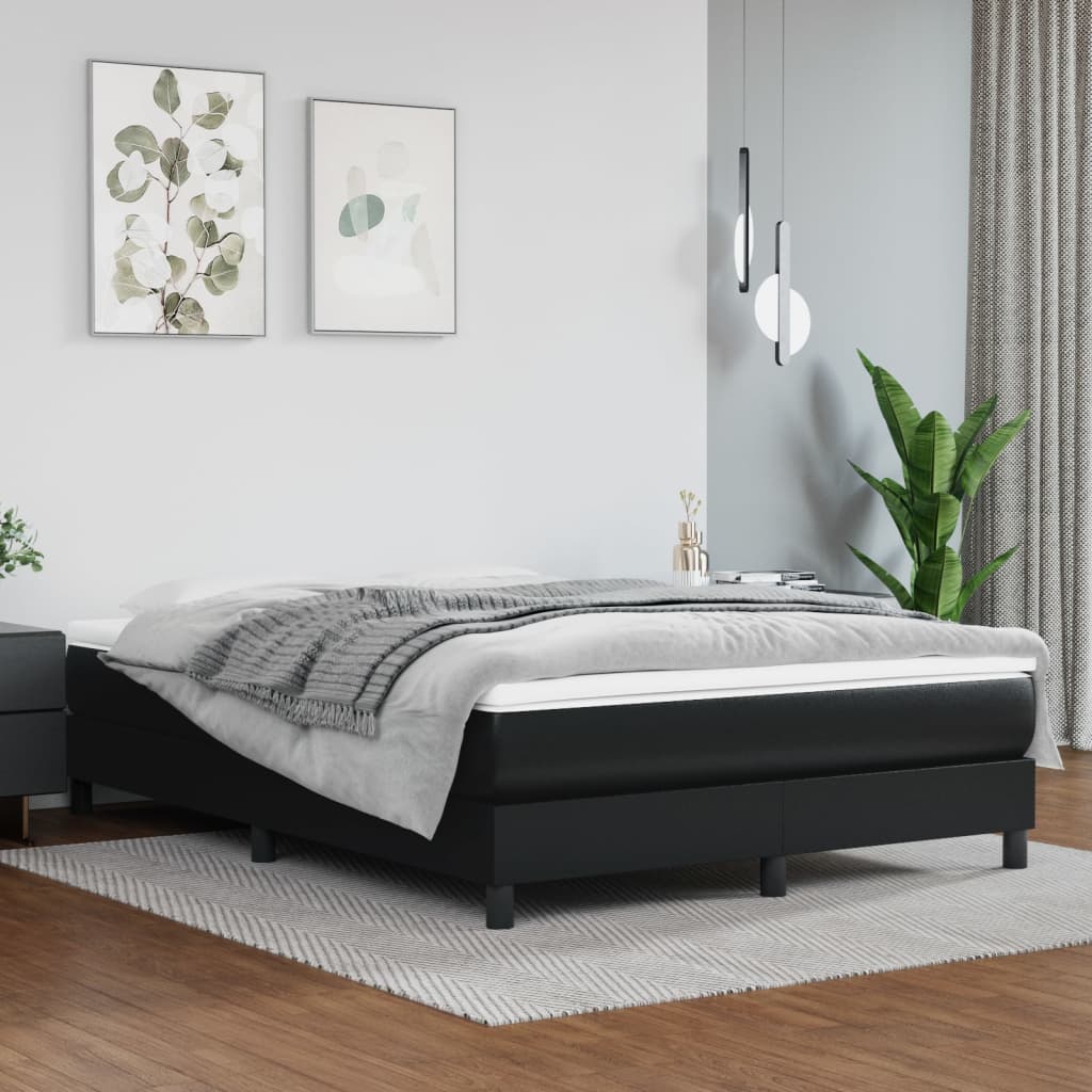 vidaXL Cama box spring con colchón cuero sintético negro 140x200cm