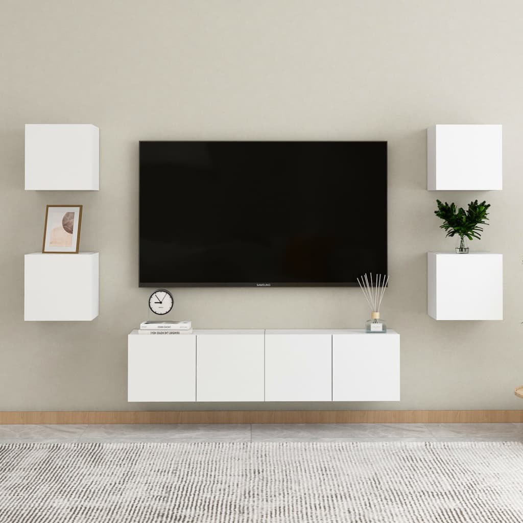 vidaXL Muebles de pared para TV 2 uds blanco 30,5x30x30 cm