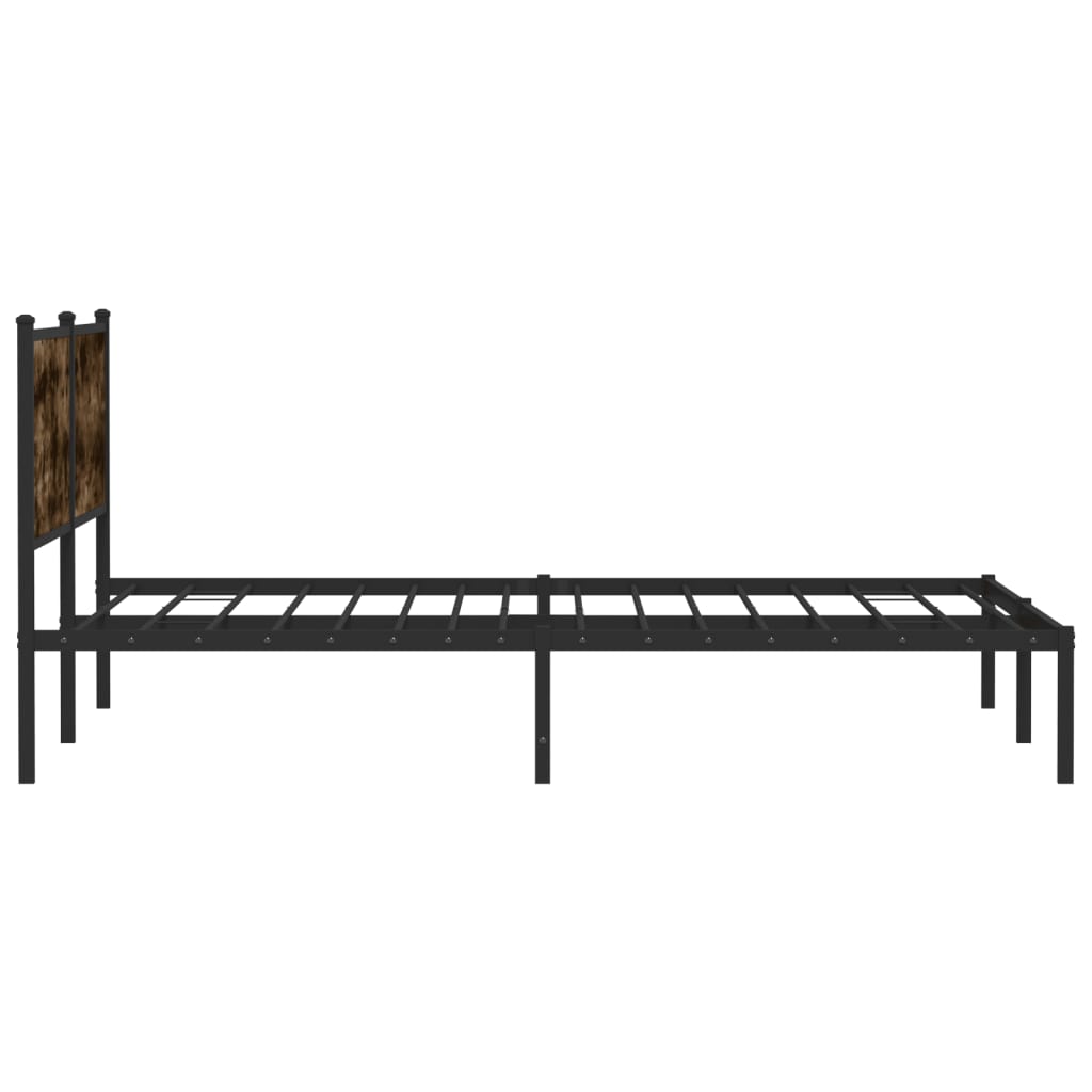 vidaXL Cama con cabecero y pie de cama metal marrón roble 90x190 cm