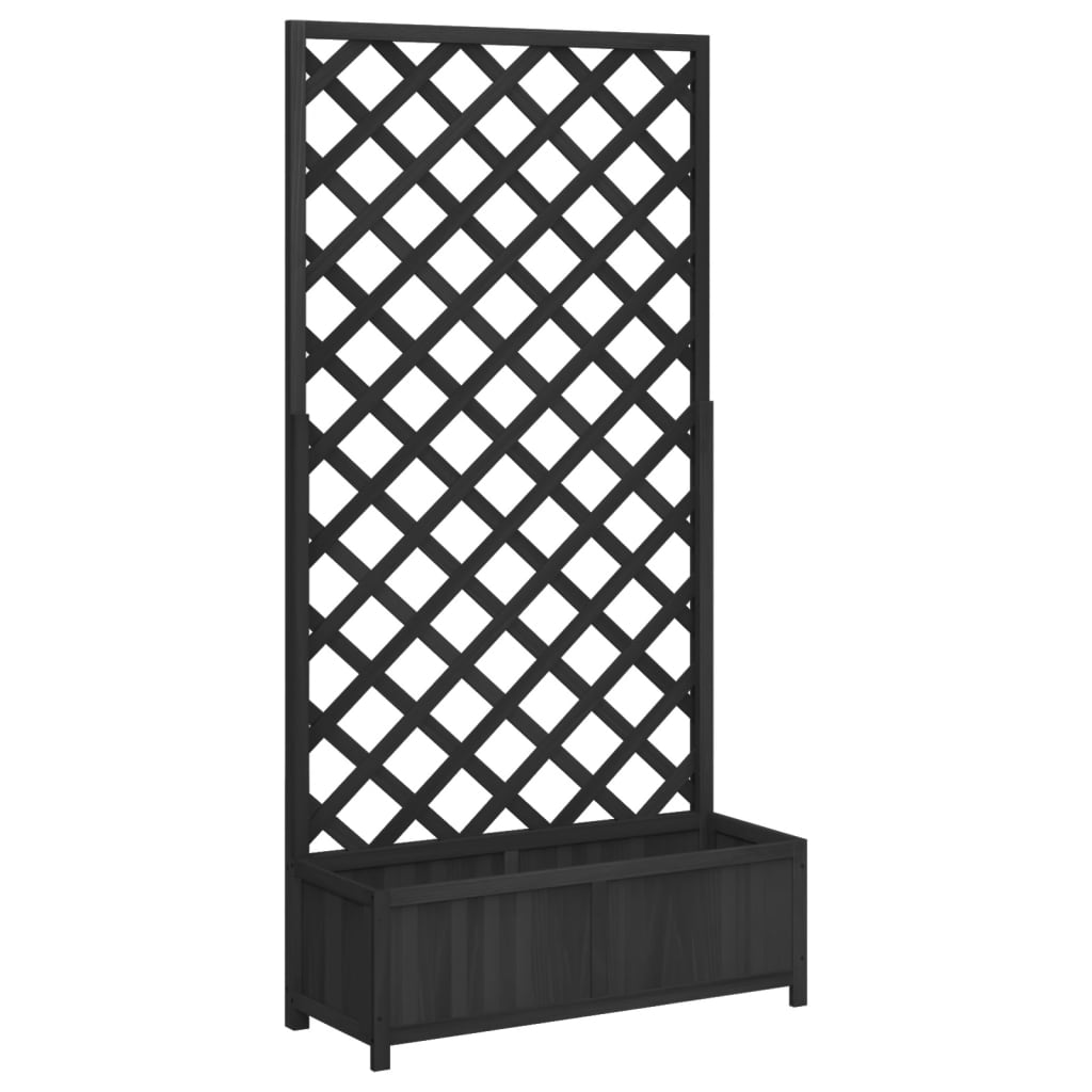 vidaXL Jardinera con enrejado madera maciza de abeto negro