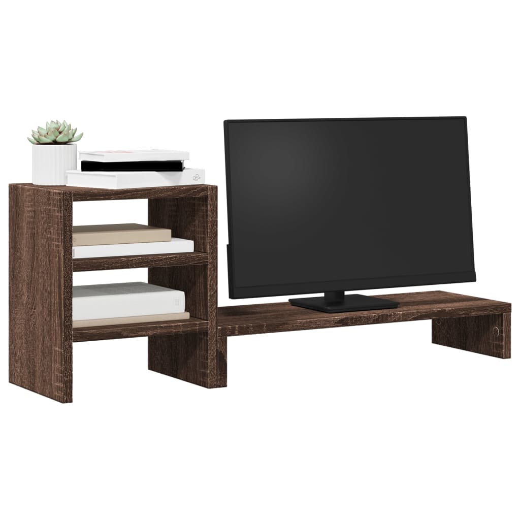 vidaXL Soporte monitor con organizador escritorio madera marrón roble