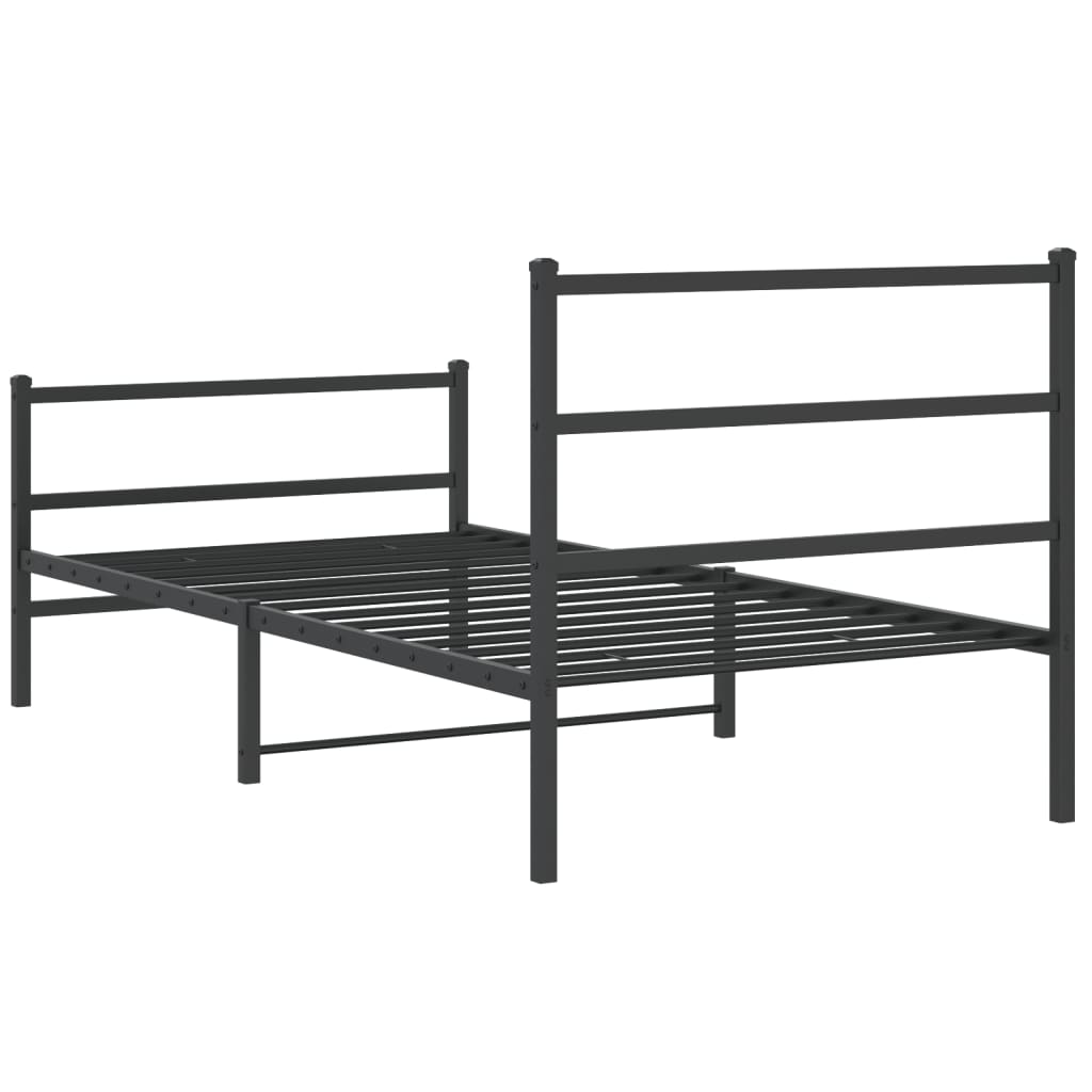 vidaXL Estructura cama sin colchón con estribo metal negro 100x190 cm