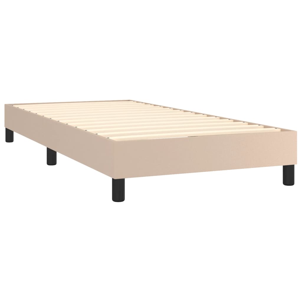 vidaXL Cama box spring con colchón cuero sintético capuchino 100x200cm