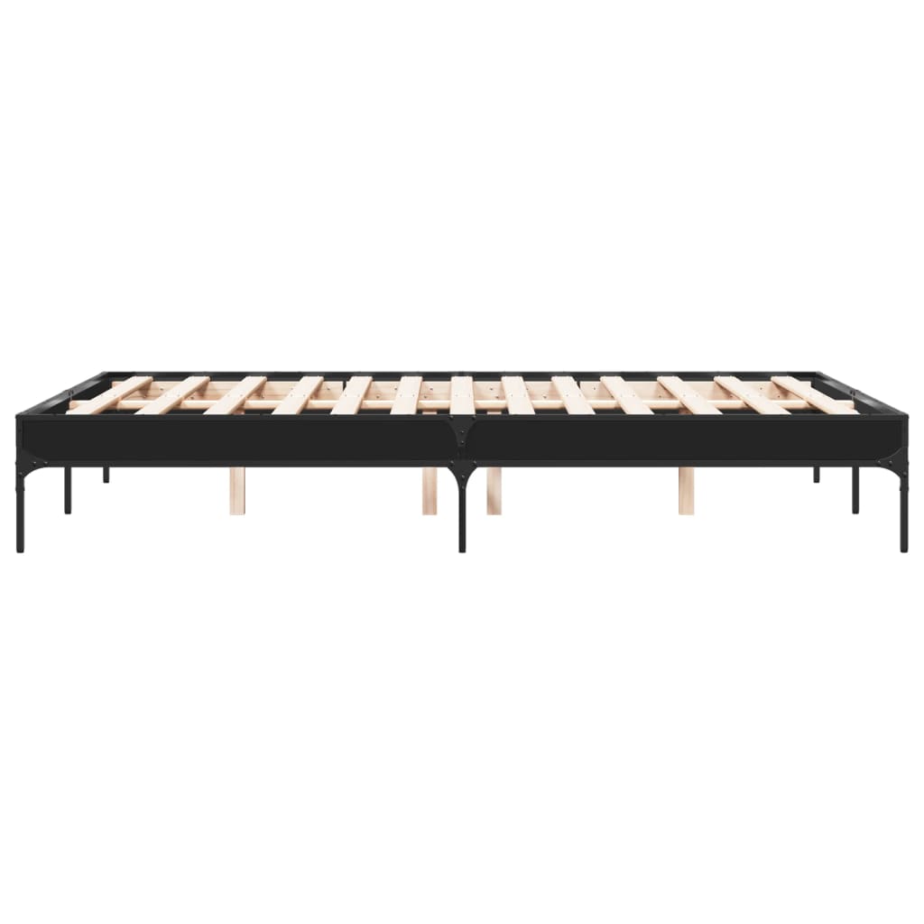 vidaXL Estructura de cama madera de ingeniería y metal negro 135x190cm