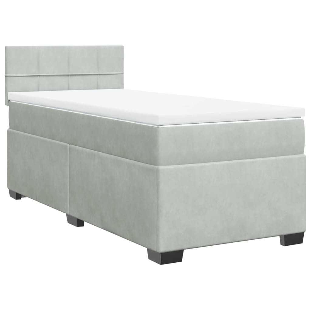 vidaXL Cama box spring con colchón terciopelo gris claro 80x200 cm