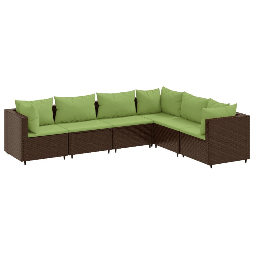 vidaXL Set muebles de jardín 6 piezas y cojines ratán sintético marrón