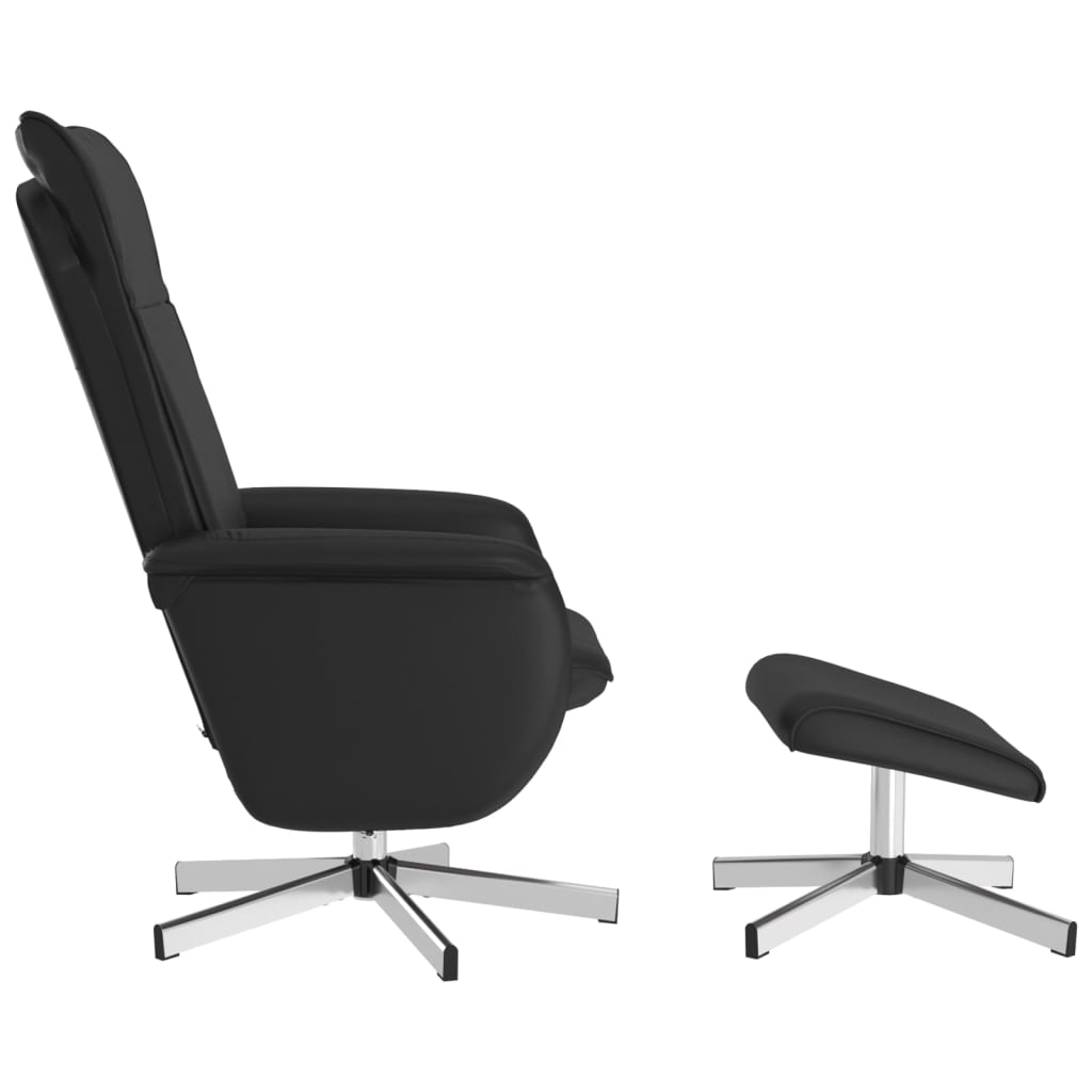 vidaXL Sillón reclinable con reposapiés cuero sintético negro