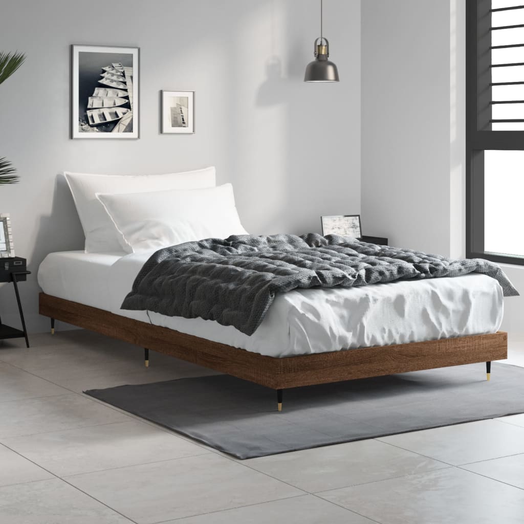 vidaXL Estructura de cama sin colchón madera marrón roble 90x200 cm