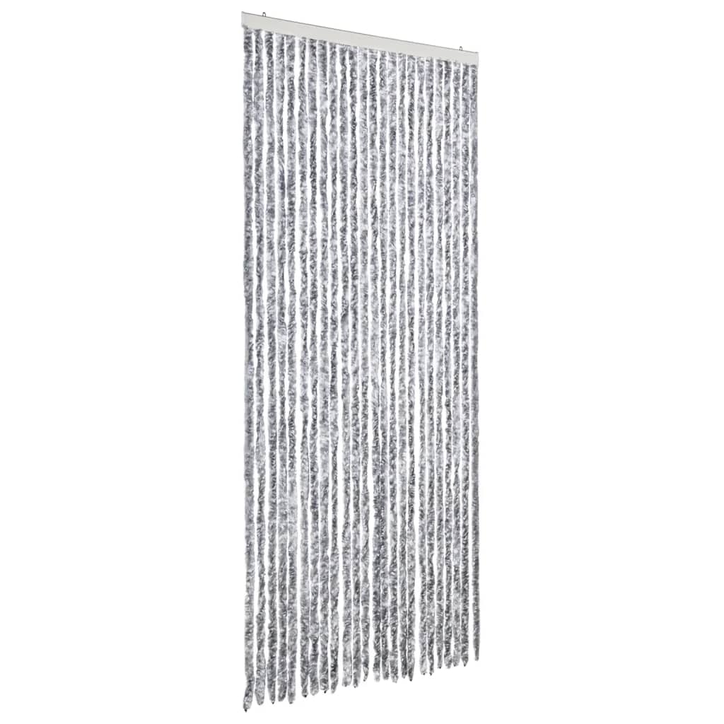 vidaXL Cortina antimoscas chenilla blanco y gris 100x200 cm